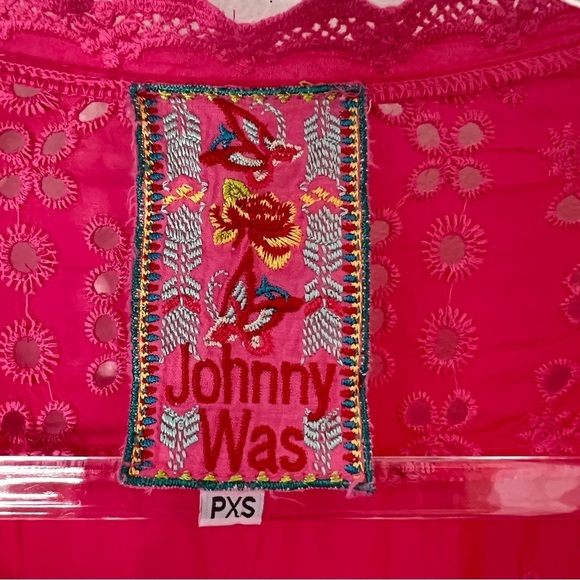 Johnny Was Pink Georgette Eyelet Embroidered Tunic Top - Picture 12 of 15